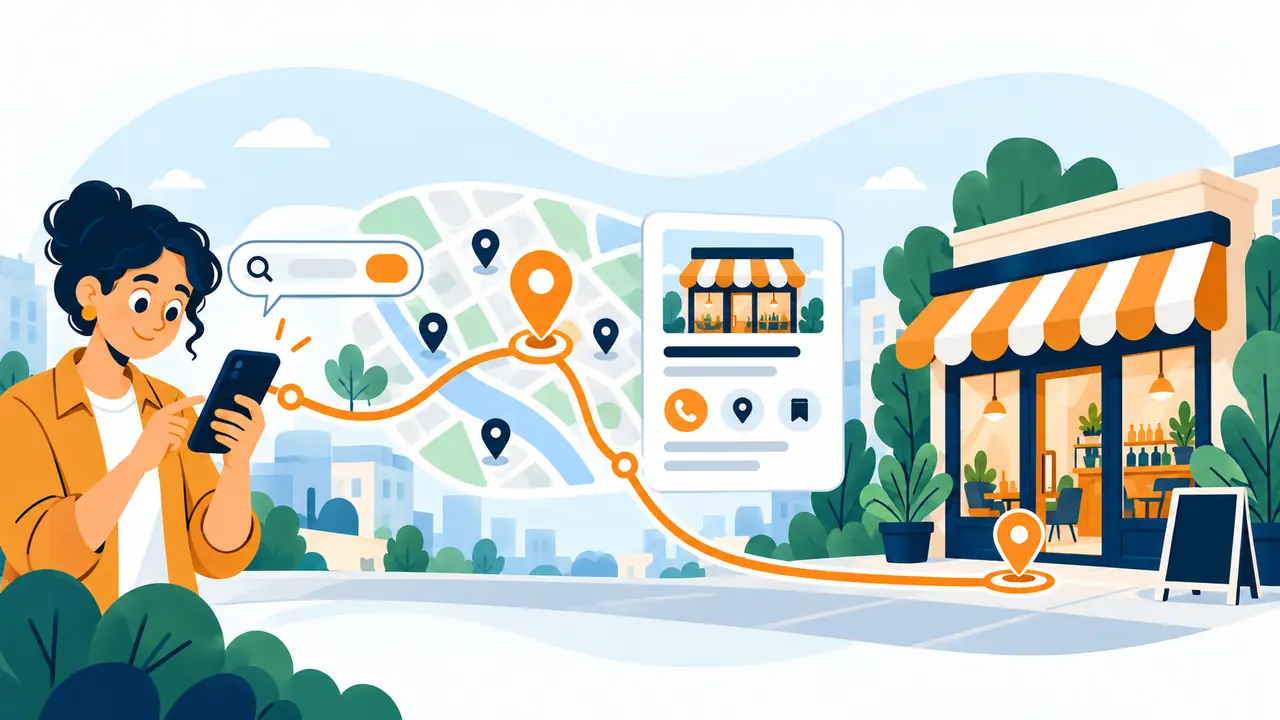 Local SEO and Google visibility illustration for a small business